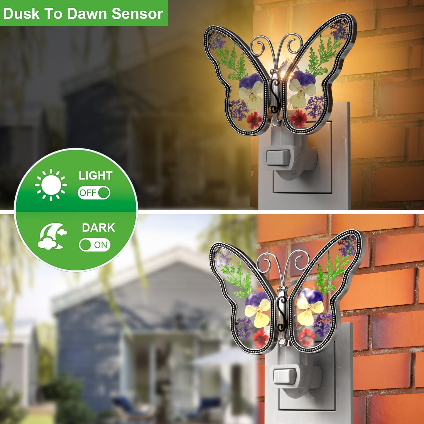 Pressed Flower Butterfly Night Light – Nature-Inspired Decorative Gift
