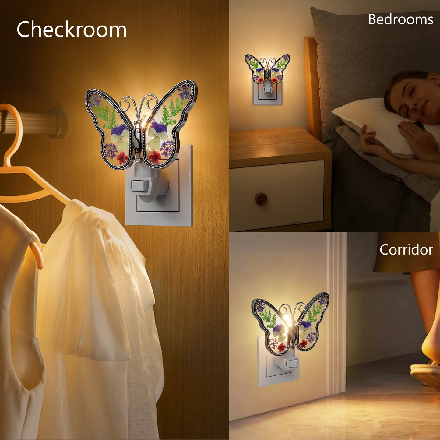 Pressed Flower Butterfly Night Light – Nature-Inspired Decorative Gift