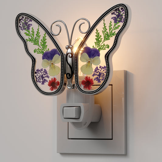 Pressed Flower Butterfly Night Light – Nature-Inspired Decorative Gift