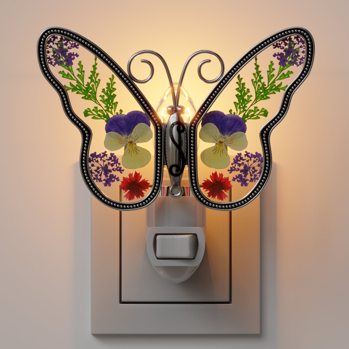Pressed Flower Butterfly Night Light – Nature-Inspired Decorative Gift