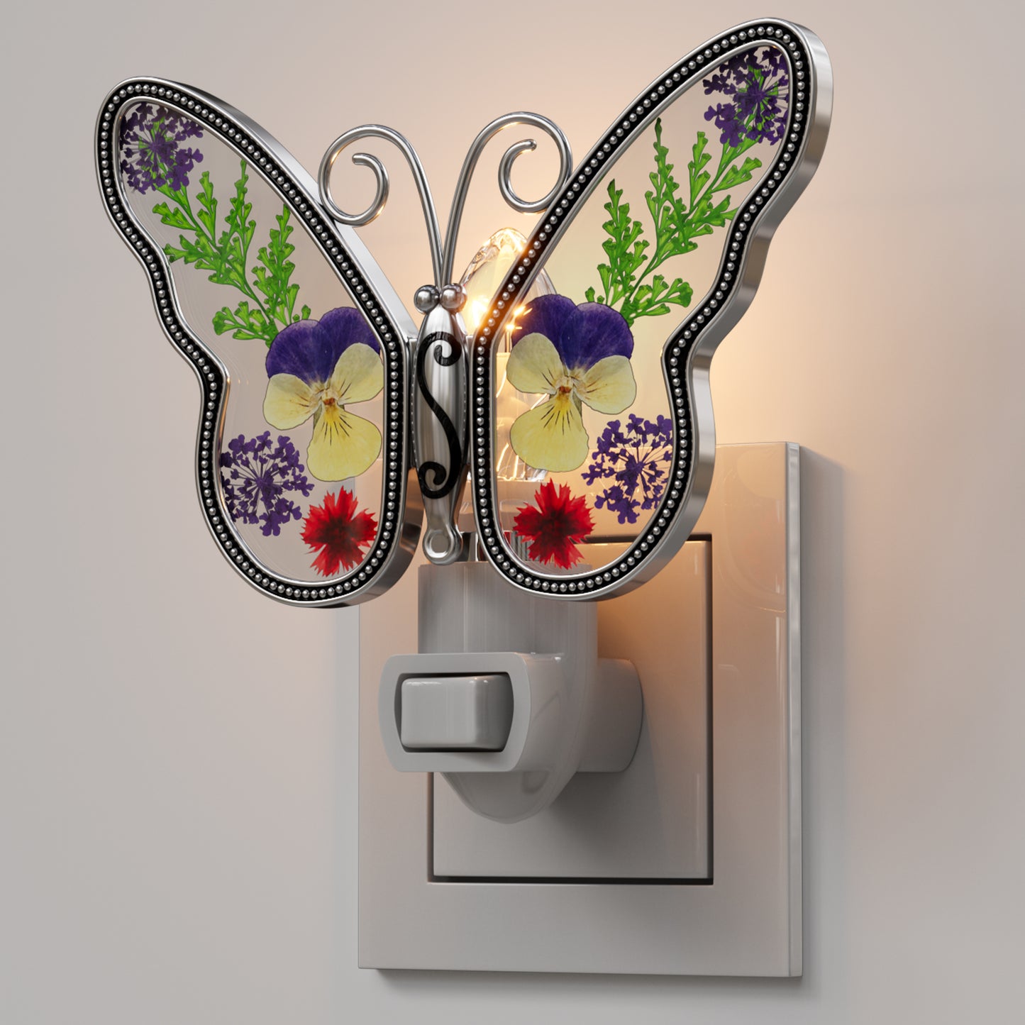Pressed Flower Butterfly Night Light – Nature-Inspired Decorative Gift