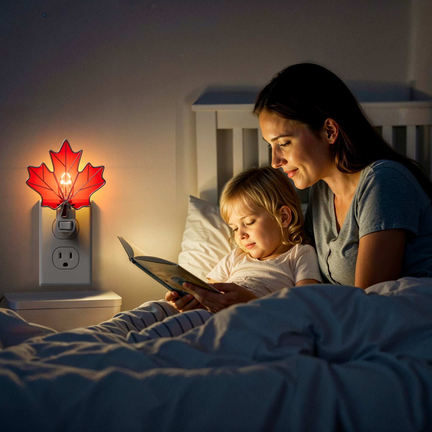 Maple Leaf Stained Glass Night Light – 3000K Soft Warm Glow