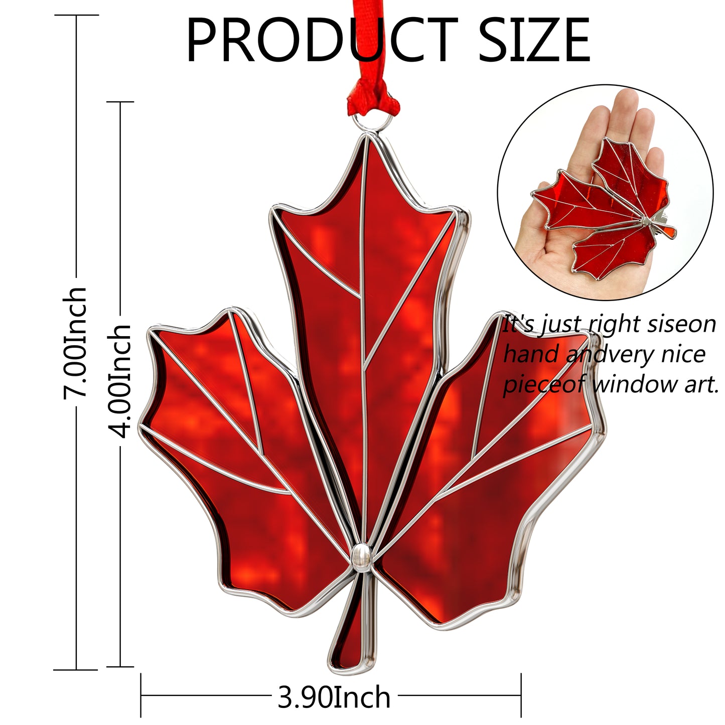Stained Glass Maple Leaf Hanging Ornament – Canadian Window Suncatcher Decoration